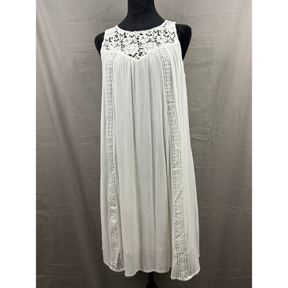 Old Navy White Midi Dress with Lace Neck, Size M - Picture 2 of 8